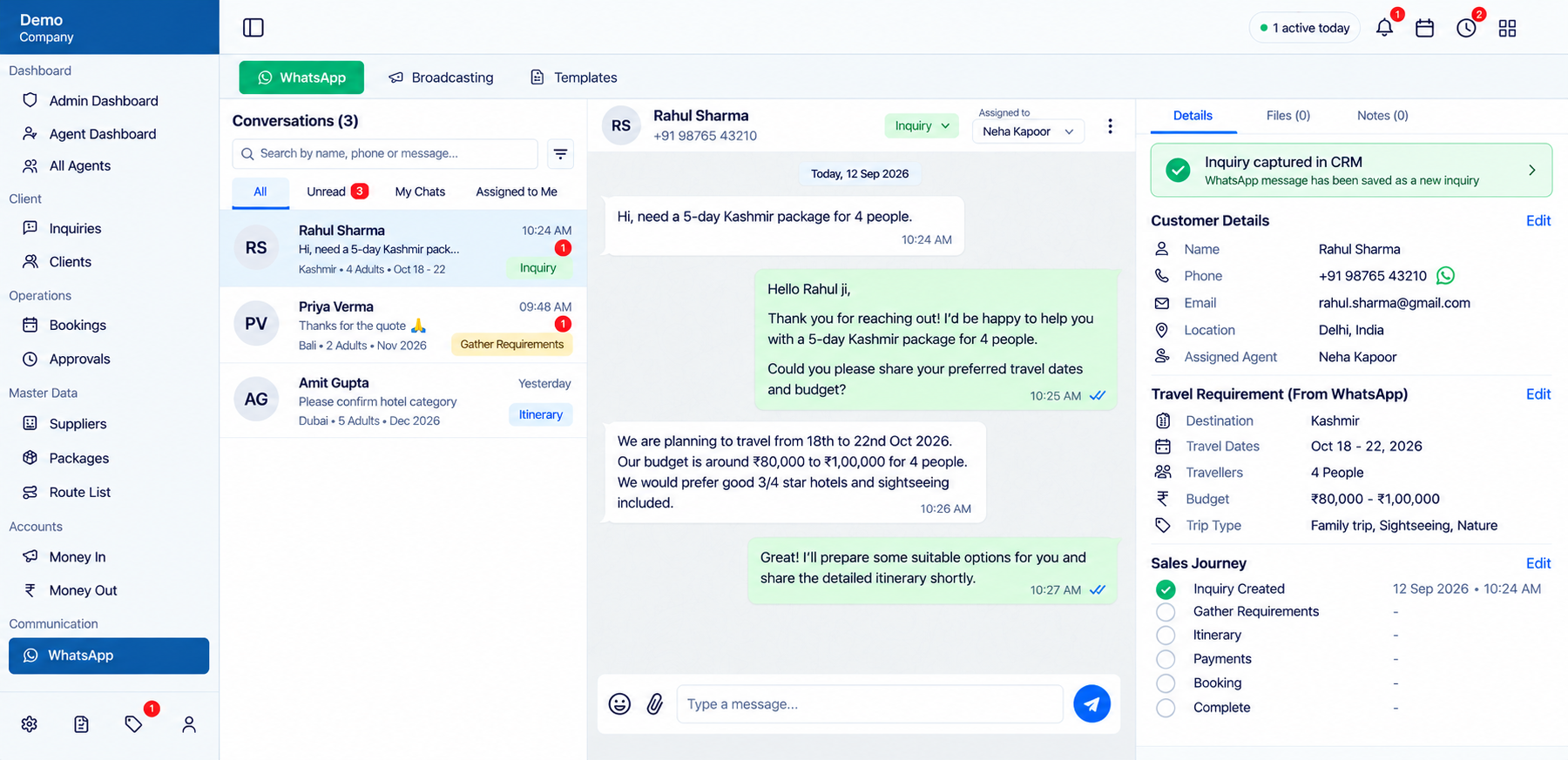 Itinerary and Payment Tracking